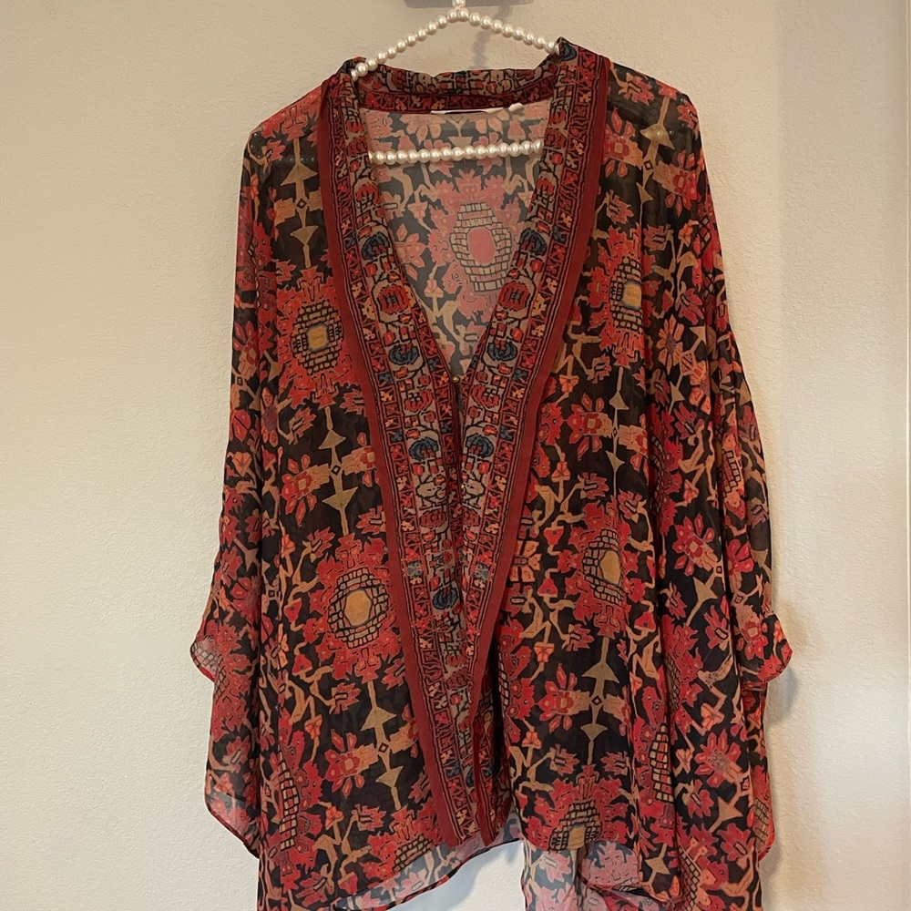 Soft Surroundings Vibrant Sheer Kimono